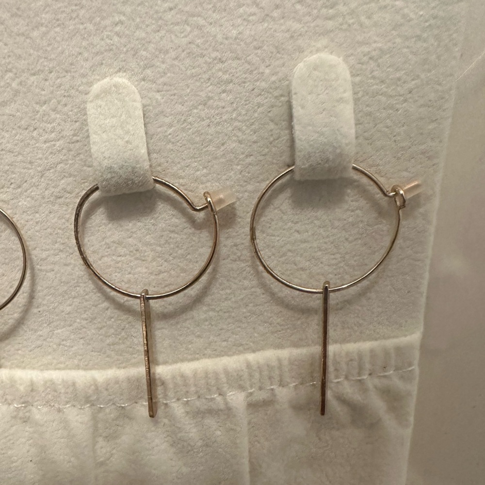Minimalist Gold Hoop Drop Earrings - Pair